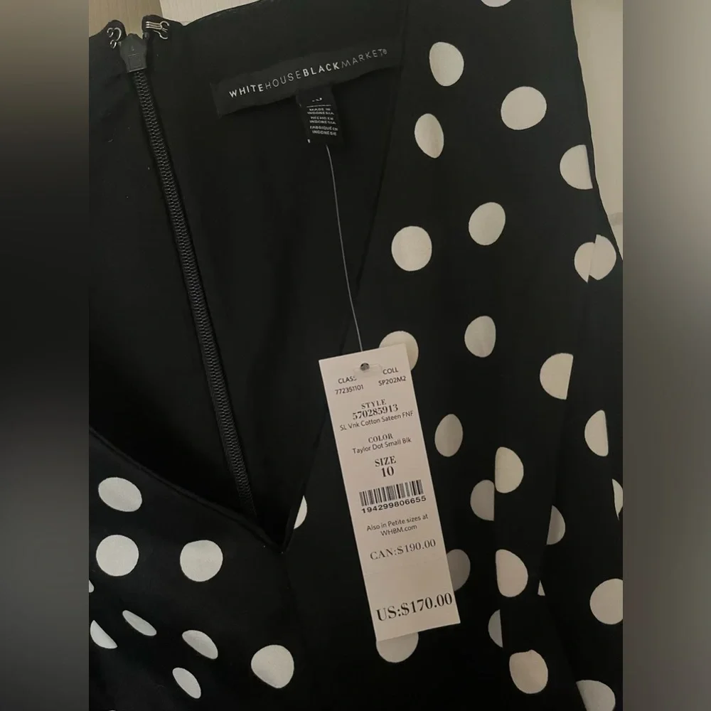 🖤🤍 White House Black Market Cotton Sateen Polka Dot Dress 🤍🖤 - Picture 4 of 5